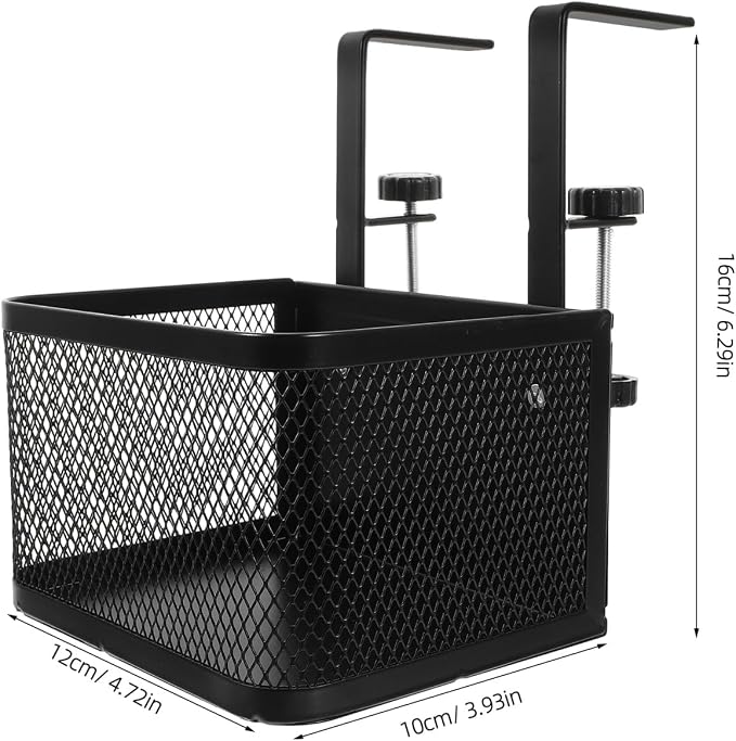 SHINEOFI Clamp Under Desk Storage Organizer Mesh Basket with Clamp for Tidy Desk Cord Management and File Organization for Office Use and Space Saving