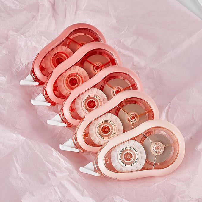 White Correction Tape, 5 Pack, 65.62 Feet Correction Tape for School and Office, School & Office Supplies, (Pink)