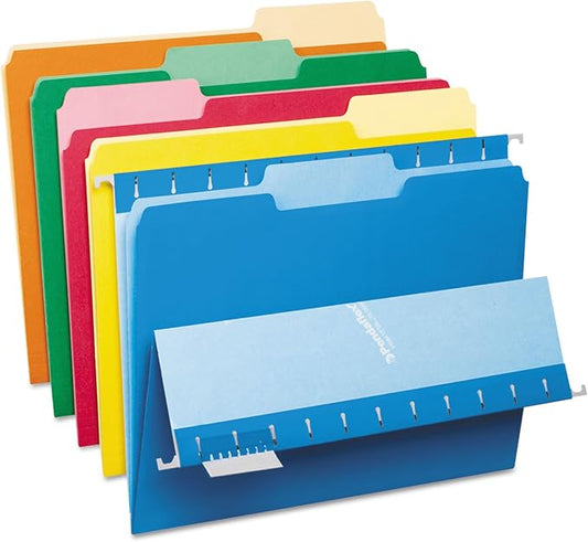 Pendaflex Interior File Folders, 1/3 Cut, Top Tab, Letter Size, Assorted, 100 per Box (4210 1/3 ASST)