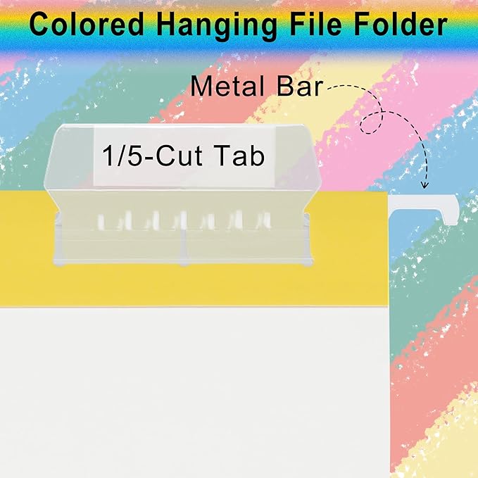 pmybupo Colored File Folders,6 Pack Yellow Letter Size Hanging File Folders with 1/5-Cut Tabs,Ideal for Home and Office Organization and Papers Classification