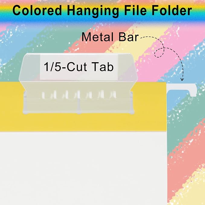 pmybupo Hanging File Folders,25 Pack Yellow Letter Size Hanging File Folders with 1/5-Cut Tabs,Ideal for Home and Office Organization and Papers Classification