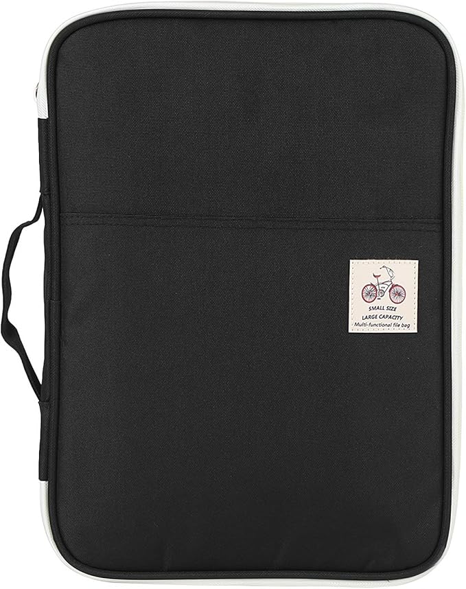 A4 Travel Document Organizer Portfolio with Zippered Design File Bag for Office Business Storage and Portable Document Holder