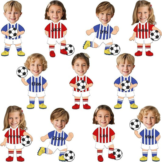60Pcs Soccer Player Paper Cutouts Sport Bulletin Board Decoration Soccer Players DIY Photo Craft Cutout Sports Theme Classroom Supplies for Fans Teacher Student School Chalkboard Wall Party Decor