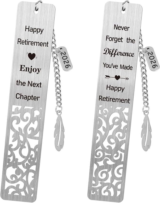 Retirement Gifts for Women 2026 Coworker Retirement Bookmarks for Women Men Book Lovers Farewell Going Away Goodbye Appreciation Retirement Gifts for Retired Teacher Nurse Colleagues(2Pcs Metal)