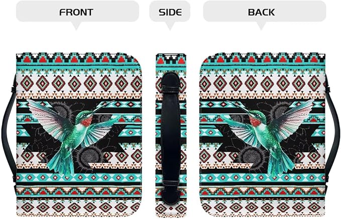Leather Bible Cover Large Bible Case for Women Bible Bags with Bookmark Set,Aztec Boho Bird,Large