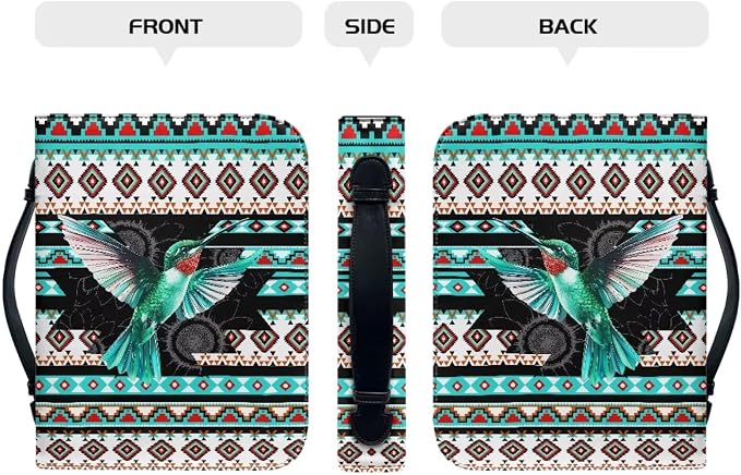 Leather Bible Cover Large Bible Case for Women Bible Bags with Bookmark Set,Aztec Boho Bird,Large