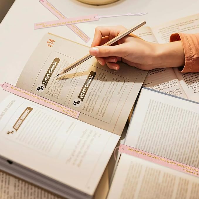20PCS Leather Bookmark Bible Bookmarks for Reading Women Men Teacher Book Lovers Gifts, Cute Page Markers Book Marks Religious Christian Bookmarks Inspirational Bible Verse Scripture (Light Pink-1)