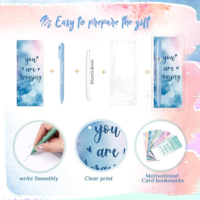 Quelay 30 Set Motivational Employee Appreciation Gifts Bulk Inspiring Quote Bookmarks Inspirational Pens for Women Team Building Gifts Thank You Gift for Nurse Coworker Staff Office(Inspirational)
