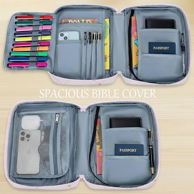 JIANYA Bible Covers for Girls, Large Bible Case Book Carrying Bag, Bible Study Supplies Gift for Women Girls