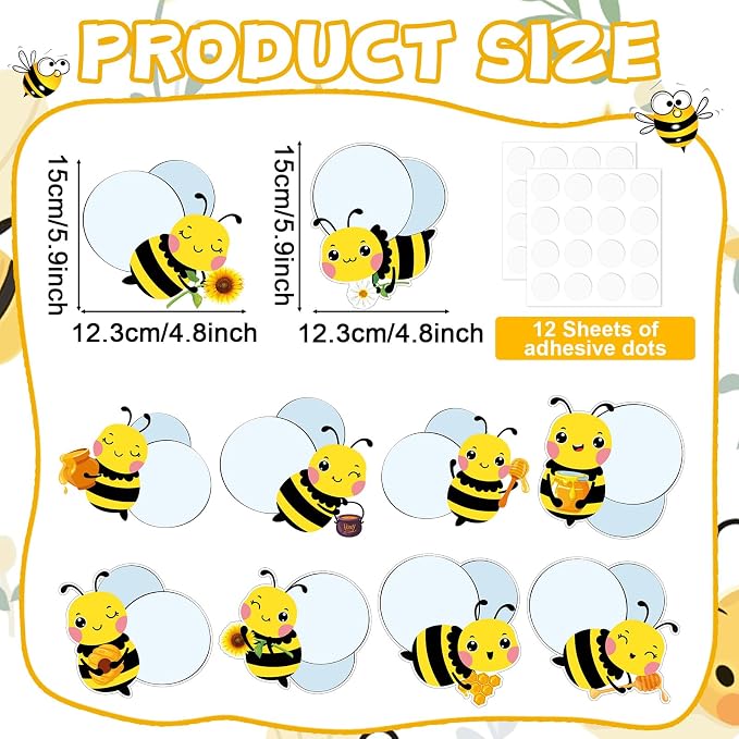 gisgfim 80Pcs Bee Cutouts Summer Honey Bee Decorations Bulletin Board Summer Honeybee Paper Cut-Outs Classroom Decor for Boy Girl DIY Craft Photo Wall Kindergarten Preschool Party Favor Supply