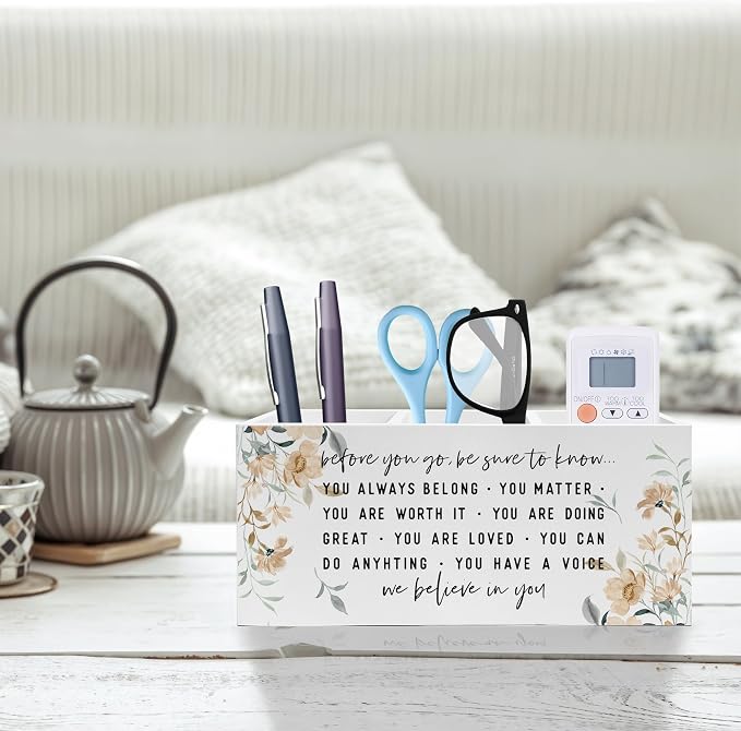Before You Go Inspirational Pen Pencil Holder, Motivational Gifts for Women, Watercolor Floral Positive Affirmations Pencil Pen Holder Organizer for Home Office Desk Accessories