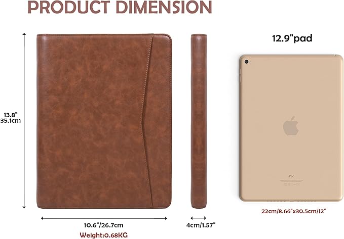 Calfinder Personalized Portfolio for Women&Men, Free Name Engrave,Customized Leather Padfolio with Logo or Name, Business Portfolio with A4 Writing Pad Holder for Resume,Interview