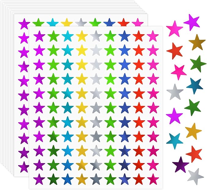 Star Stickers, 5040 PCS 0.6" Foil Star Metallic Stickers, Star Stickers for Kids Reward, Foil Star Stickers for Behavior Chart, Student Planner, School Classroom Teacher Supplies, DIY