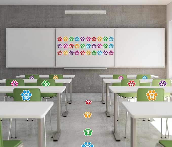 D24TIME Line up Spots for Classroom Floor Number Stickers for Classroom 36Pcs Line up Dots Floor Dots Decals Line up Numbers for Preschool Kindergarten Back to School Supplies