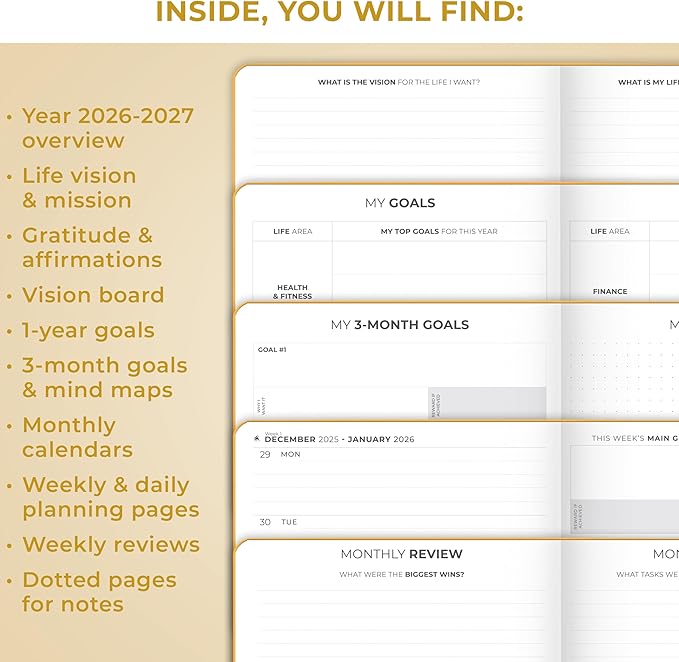 Clever Fox Dated Planner Premium 2026 – Weekly Agenda for Planning & Time Management –Notebook with Habit Tracker & To-do List (Amber Yellow)