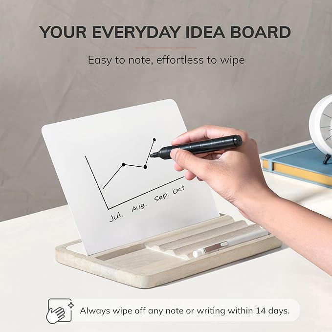 Anji Mountain Mango Wood Desk Helper with Whiteboard | Desktop Organizer for Office Desk Accessories, Home Office & School Supplies | Modern Desk Storage & Office Decor Organizer