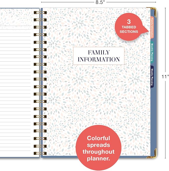 Undated Family Planner Organizer – 8.5" x 11" Weekly & Monthly Calendar for 5+ People, Meal Planning, Budgeting, Habit Tracker – Hardcover, Household Schedule Organizer for Parents, Kids, & Caregivers (Colorful Botanicals)