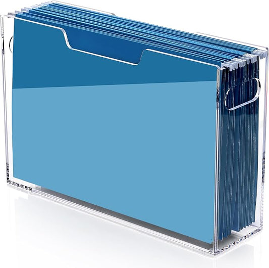 Hanging File Folder Organizer, Acrylic File Organizer Box for Legal Size Hanging File Folders, Clear Filing Holder with Handle for Desk Home Office - 1 Pack