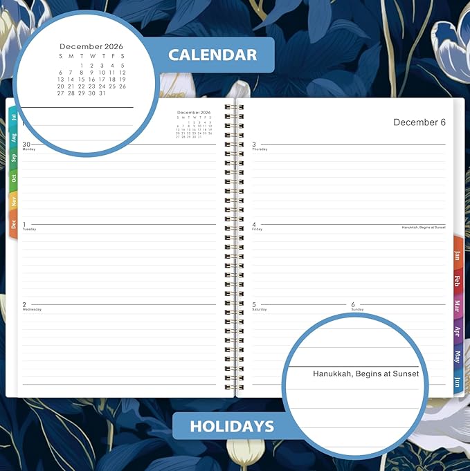Planner 2026-2027 - July 2026 - June 2027, 8.5" x 11", Academic Planner 2026-2027 Weekly & Monthly, Large Calendar with 12 Monthly Tabs, Back Pocket