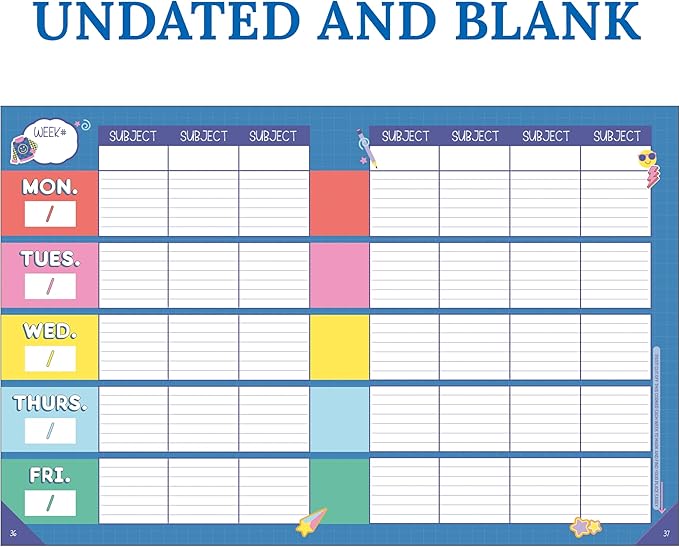 Carson Dellosa We Stick Together Teacher Planner 2025-2026, Undated 8" x 11" Lesson Plan Book with Retro Stickers, Class Schedule, Weekly Calendar, Homeschool and School Supplies, Classroom Must Haves