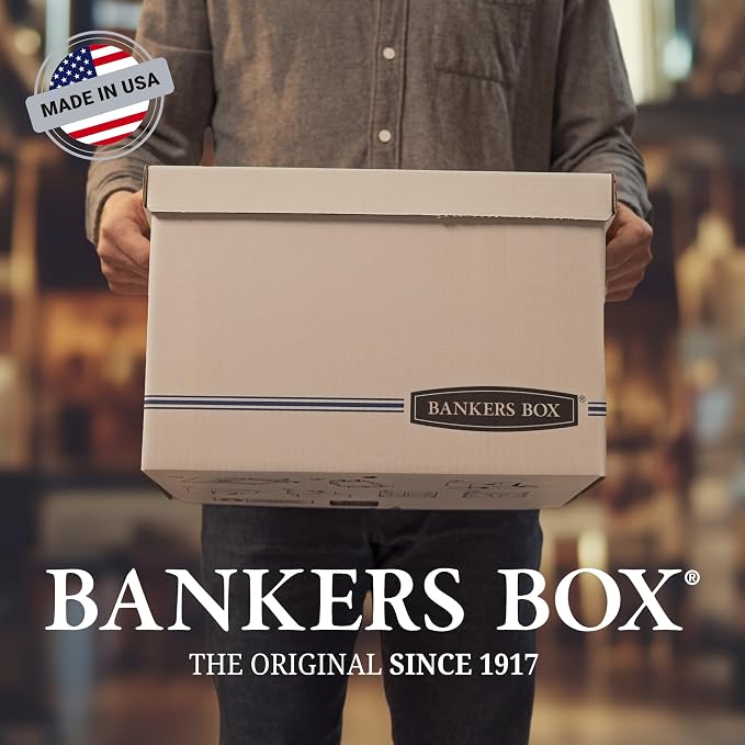 Fellowes Bankers Box STOR/File Medium-Duty Storage Boxes, FastFold, String and Button, Legal, 4 Pack (0070503)