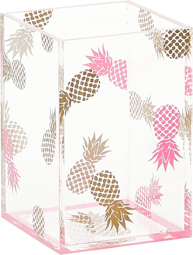 Deflecto Desklarity 5-Piece Set, Precisely Pineapple, Acrylic, Includes Pencil Cup, Organizer Tray, Letter Tray, Desk Valet, Magazine File (41695)