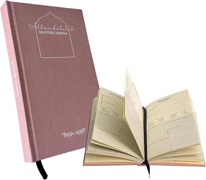 ALHAMDULILLAH JOURNAL: Daily Gratitude, Inspiring Quotes, Habit Tracker & Monthly Reflections - Wellness Gift for Muslim Men & Women, Great for Ramadan & Eid