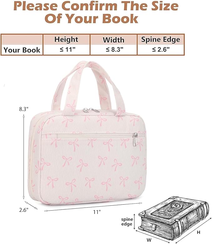 Octsky Bible Cover Case for Women Corduroy Bible Study Supplies Accessories Christian Gifts for Women, Bow Pink
