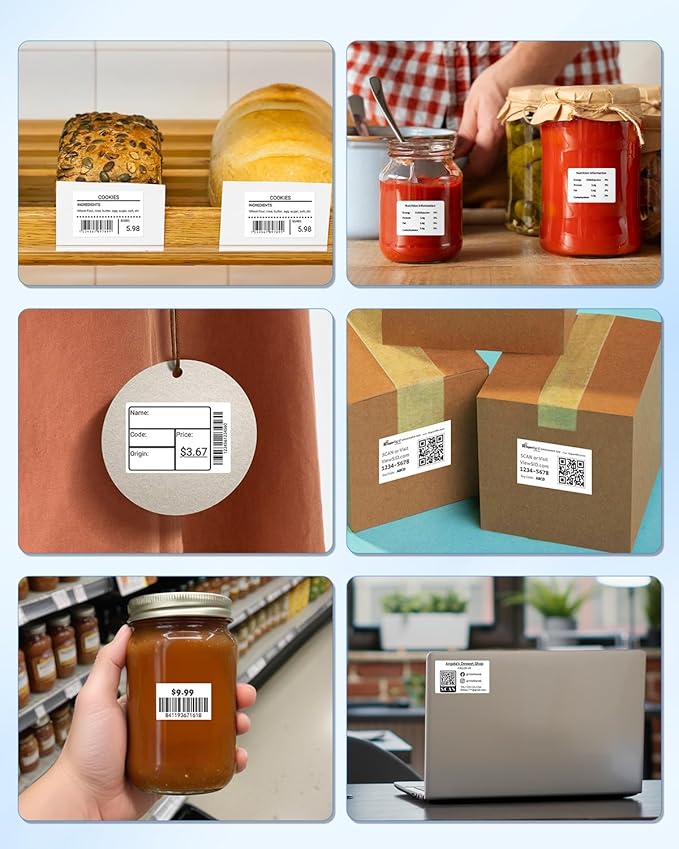 M110 Thermal Labels - 1.96"X1.18" (50X30MM), Compatible with Label Maker Machine M100/ M110/M220/ M250/ M221/M421/241BT/243BT, Multi-Purpose Adhesive Thermal Labels, Black on White, 230 Labels/Roll