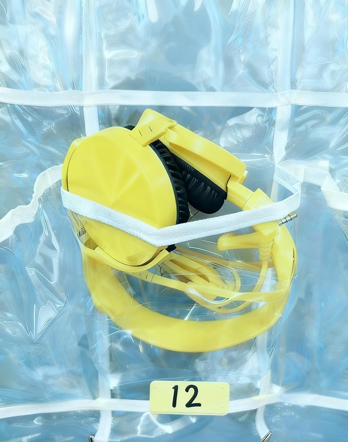 1-Pack Classroom Headphone Storage Organizer – 15 Clear PVC Pockets with Blank Colorful Labels for Custom Writing, Ideal for School & Teacher Organization