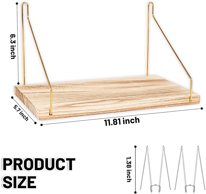 Cubicle Shelf For Fabric Walls With Hooks：12x6.0in Wooden Cubicle Shelf Hanging Organizer Silver Bracket Use For Office Cubicle Accessories Office Stylish Ations Cubicle Decorations For Women Desk