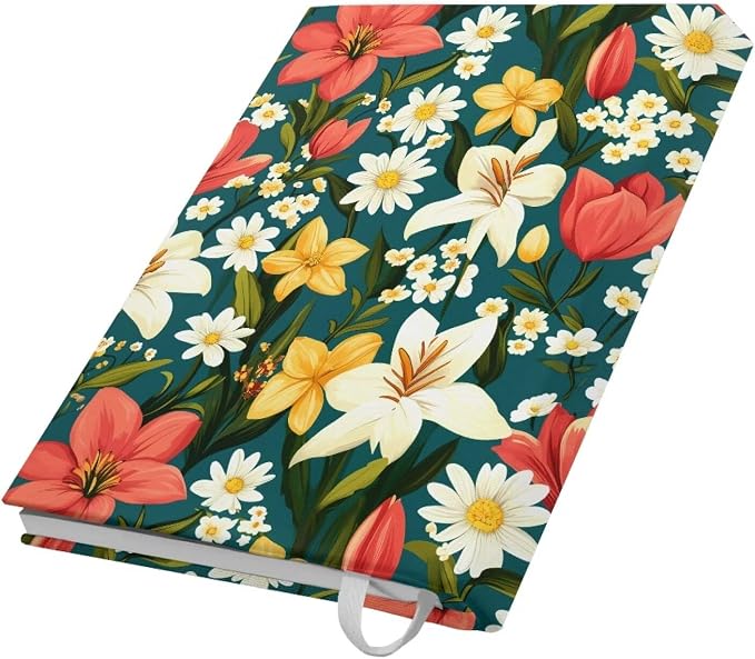 Dreaweet Lily Print Book Covers for Textbooks Paperback,Stretchable Jumbo Book Sleeves for Hardcover Books up to 9 x 11 Inches Reusable Washable Protective Textbook Covers