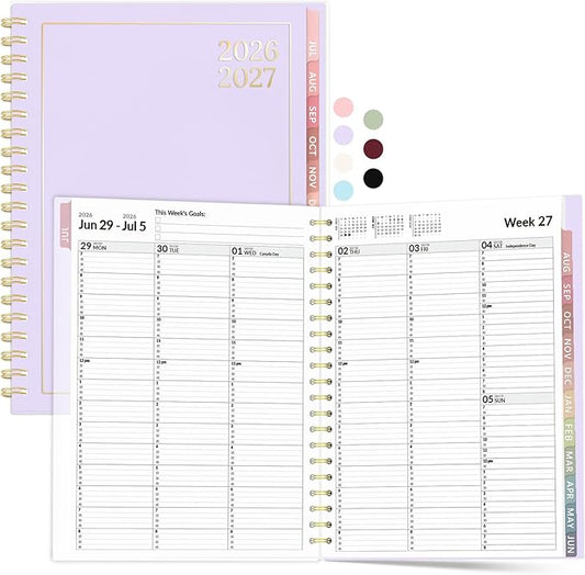 Forvencer Appointment Book Planner 2026-2027, Daily Weekly Monthly Calendar Planner (Jul 2026-Jun 2027), 8.5"X11" Hourly Agenda with 15-Min Slots, Flexible Cover Office School Organizer, A4, Purple