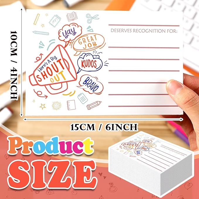 Motiskyy 200 Count Positive Shout out Cards for Staff Teachers Students Employees Office Appreciation Recognition Reward Cards for Back to School or Work Bulletin Board