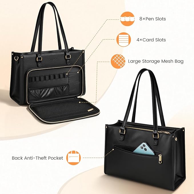 Ytonet Bible Bag with Bible Cover Case for Women, Premium PU Leather Bible Tote Bag Church Bag with Cross Zipper Design for Bible Study Supplies, Christmas Christian Gifts for Women, Black