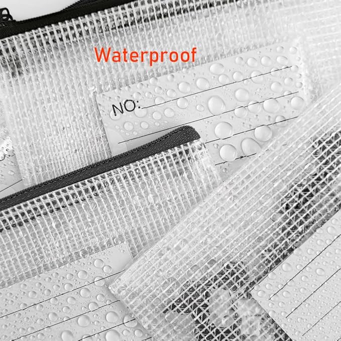 AUSTARK 24pcs Mesh Zipper Pouch Bags with Label, Multipurpose Waterproof Organization Storage Bag for Office School Home Travel (6.3''x4.7'', Black Zipper)