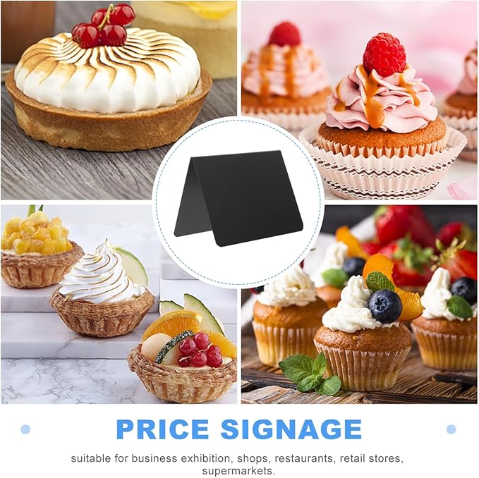 VILLCASE 20 Pack Mini Chalkboard Signs for Food - L-Shaped Table Tents with 2 Liquid Markers and Cloths - Double Sided Buffet Labels for Party Food Display, Bakery Items, and Desktop Menu Board