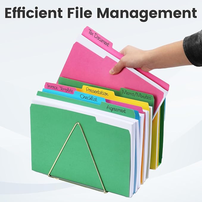 Colored File Folders 8 Packs, Letter Size, 1/3 Cut Tab. Chromatic Manila Folders 8.5 x 11 for Documents, File Folders with Foldable Lines for Easy Storage, Carpetas para Documentos for Office, School