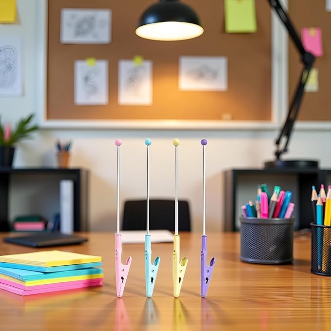 4Pcs Metal Wire Alligator Clip, Metal Note Clip, Long-Tailed Alligator Clamp Photo Holder Clip for Card, Memo Holders Desk Accessories and Workspace Organizers