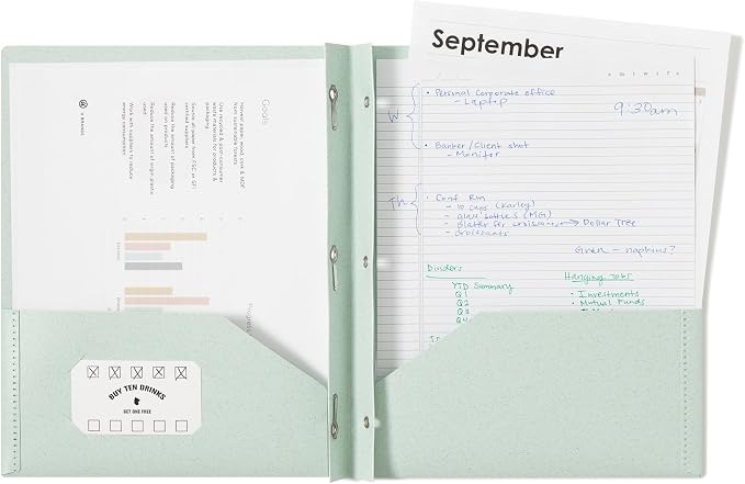 U Brands U-Eco Poly 2-Pocket Pronged Folders, Set of 12, Assorted Brights, Built-in Metal Prongs, Letter Size (6599U01-12)