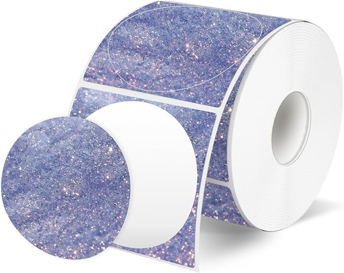 2 Inch Round Thermal Stickers Labels, Purple Direct Thermal Labels, Self-Adhesive Thermal Printer Stickers use for Business (600PCS)