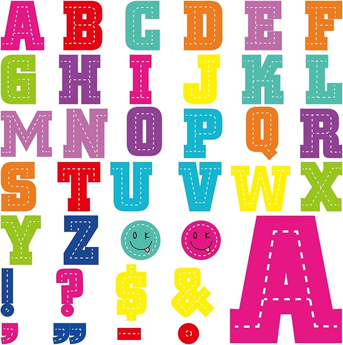 136 Pcs 12 in Extra Large Bulletin Board Letter Big Alphabet Letter Cutout Sticker Punctuation with Adhesive Dot Colorful Poster Classroom Decor for Wall Back School Preschool Kindergarten