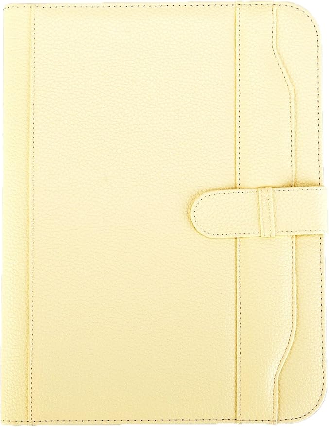Arpan A4 Conference Folder Portfolio with Calculator & Pad/Executive Portfolio with Closure Belt - Ivory Cream
