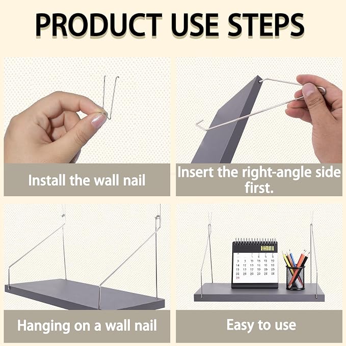 2-Pack Cubicle Shelf For Fabric Walls With Hooks：12x6.0in Gray Wooden Cubicle Shelf Hanging Silver Bracket Use For Office Cubicle Accessories For Office Stylish Cubicle Decorations For Women Desk