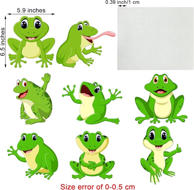 48 Pieces Frog Cutouts Classroom Bulletin Board Decorations Back to School Decorations Cute Green Frog Cutouts for Names with Glue Points for Classroom Teacher Student School Birthday Party Decor