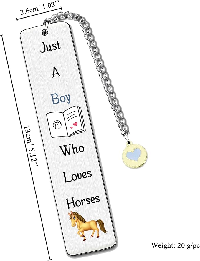 Horse Bookmarks Cute Best Friend Man Teens Distance Accompany Just a Boy who Loves Horses Son Brother Grandson Godson Book Accessory Personalised Birthday Valentines Day Horses Lover Christmas Gifts