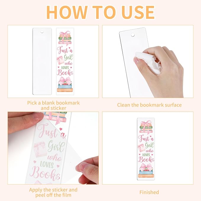 UV DTF Bookmark Wraps - 24 Sheets Conquette Acrylic Bookmark Blanks Sticker, Bow UV DTF Transfer Stickers, Books Bear Cherries Design for Book Lover DIY Projects