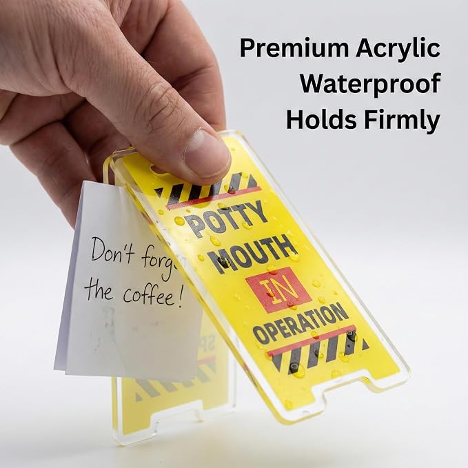 6 Pcs Office Note Holder Clips, Mini Acrylic Yellow Desk Signs Decor Gift for Colleague Leader Employee Birthday
