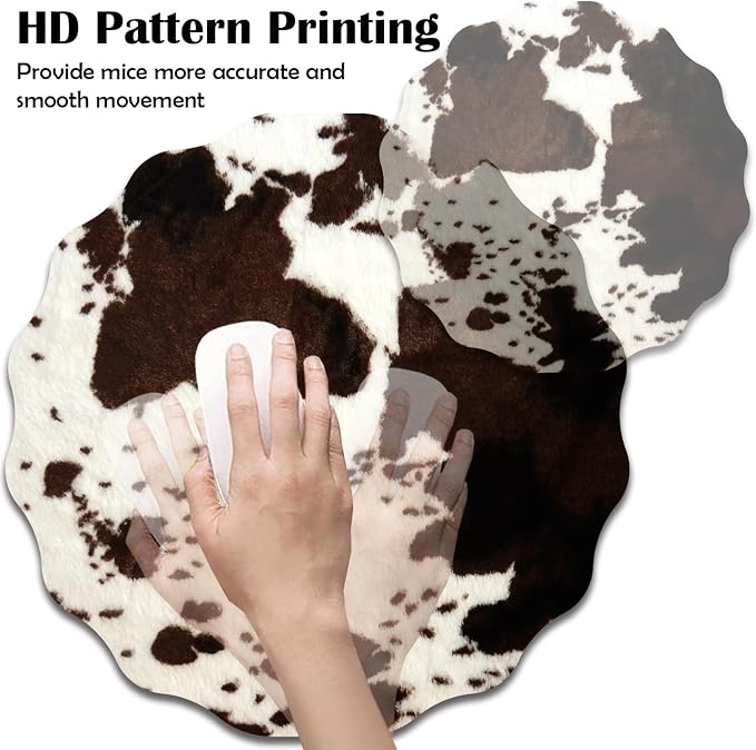Pen Holder for Desk, PU Leather Multifunctional Desktop Storage Box and Anti-Slip Mouse Pad Set, Makeup Brush Holder Pen Organizer for Office and Home - Cow Hide Print