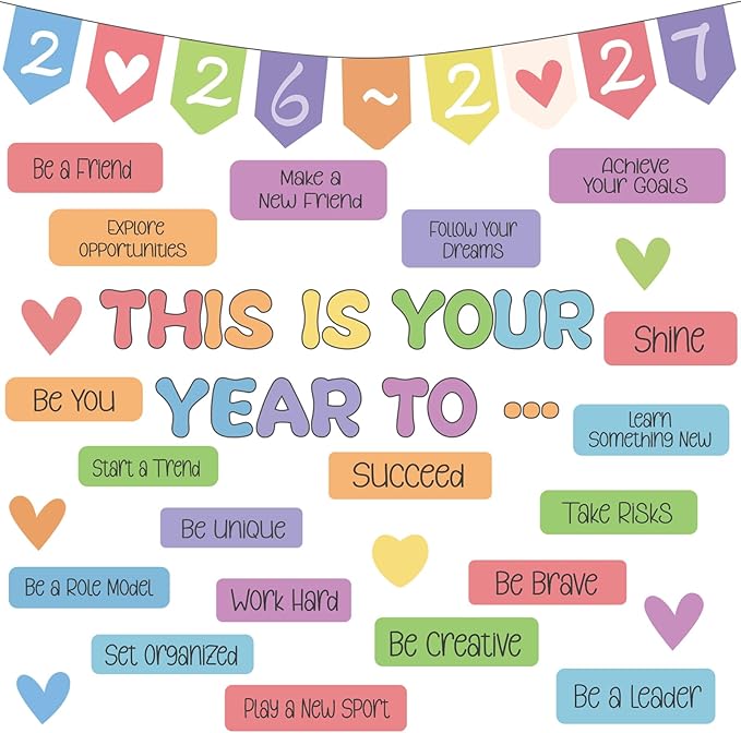 Classroom Bulletin Board Decorations, This is Your Year to Bulletin Board Sets, Growth Mindset Positive Affirmations Wall Decor for Teacher Welcome Back to School Classroom Door Wall Decors